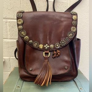 PATRICIA NASH BROWN LEATHER BACK PACK GUC